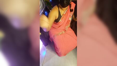 泰米尔妈妈身着粉色纱丽的诱惑