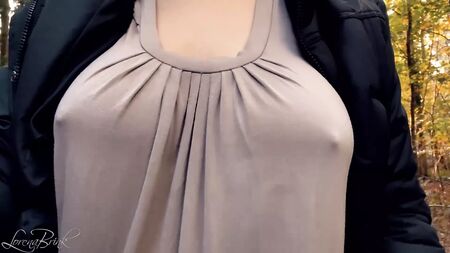 衬衫外能看到硬挺的乳头。（简短挑逗）