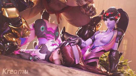 《守望先锋》——D.Va 与 Widowmaker 激情后入式性爱，大量射精（含音效）