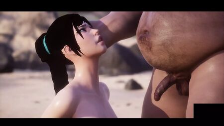 白人女孩给胖男人口交 - 3D