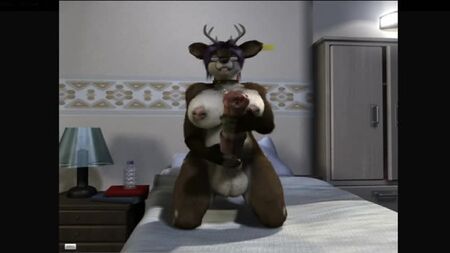 H0rs3 制作的 3D Yiff 双性人兽人色情片 E621 FYE 双性人鹿女自慰射精