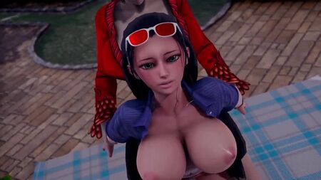 妮可·罗宾 × 波雅·汉考克 - 双性人；百合；女同；口交；吹箫；后入式；3D色情Hentai；[海贼王]